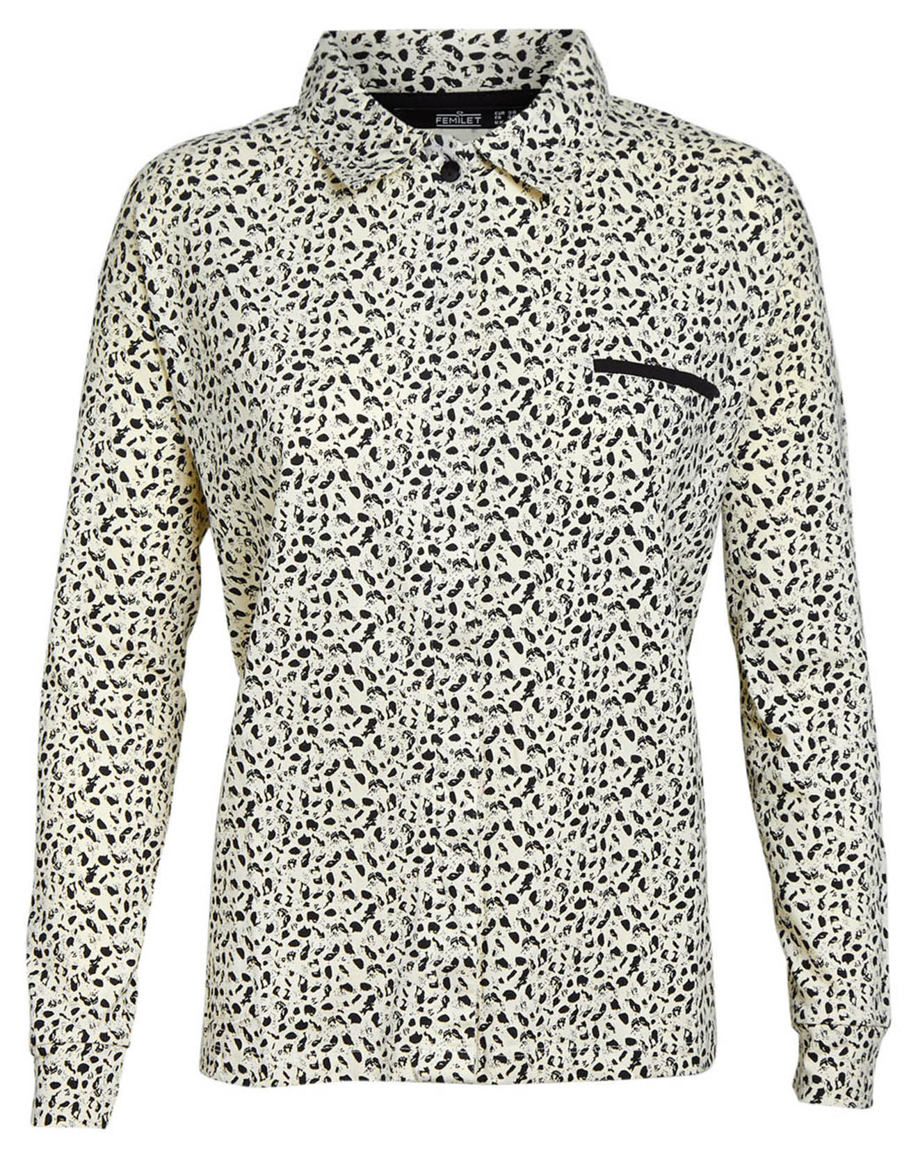 Femilet Chemise de pyjama Flower imprimée beige/noir