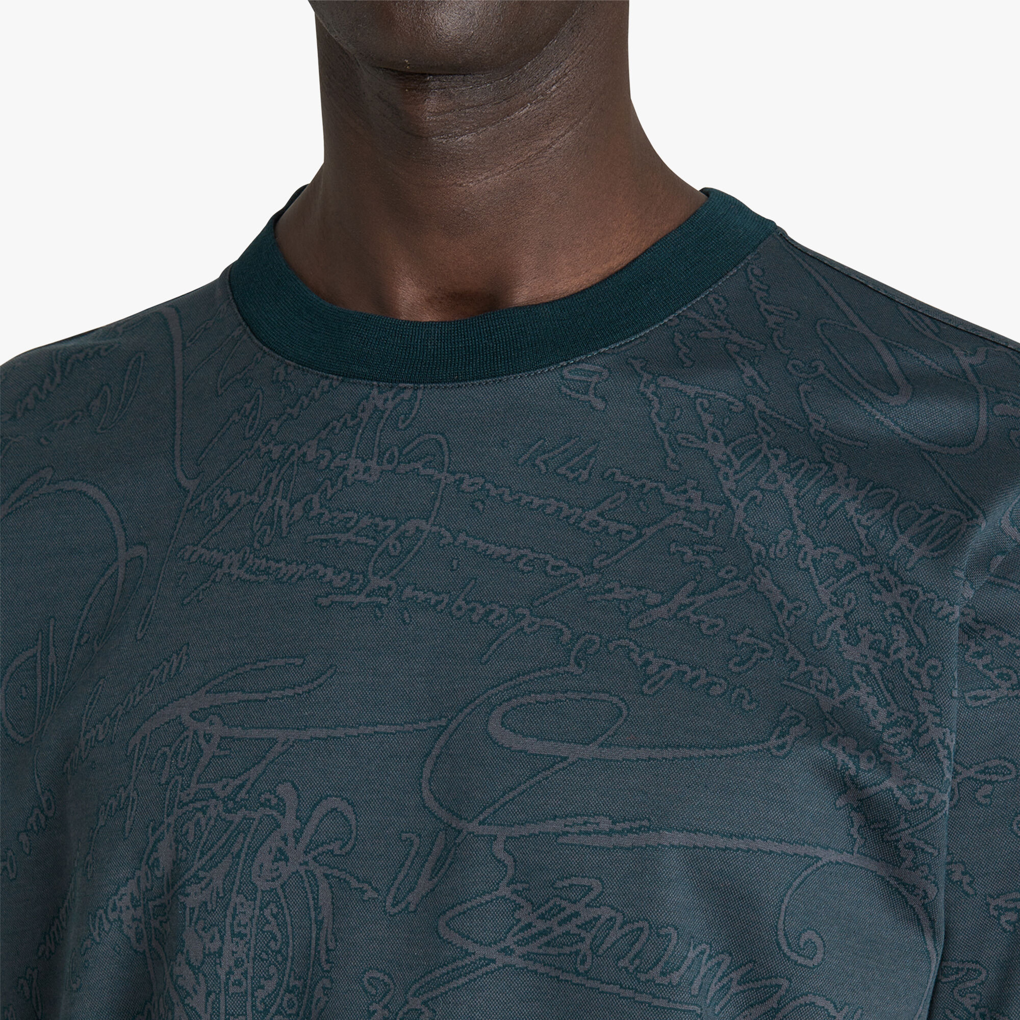 T-Shirt En Jacquard Scritto All-Over