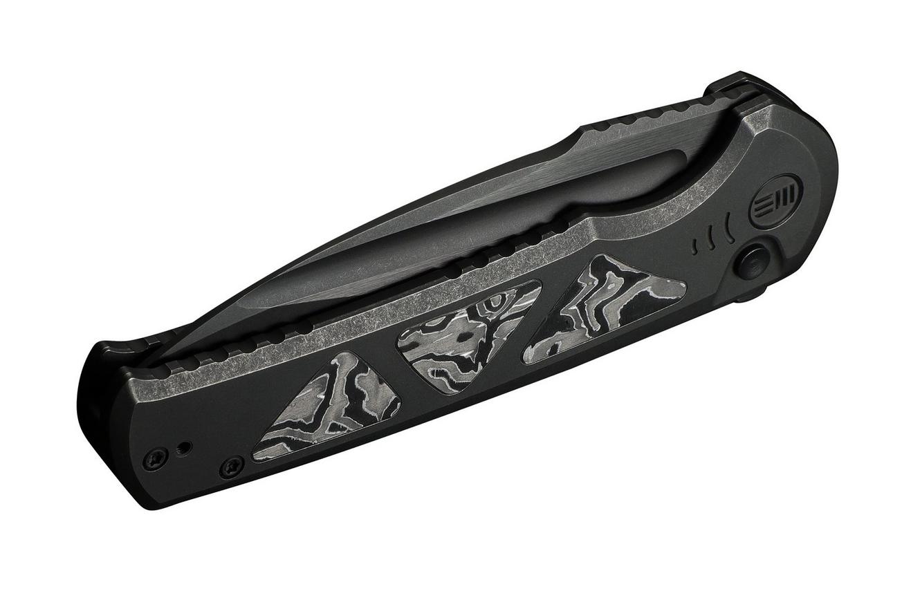 WE Knife Sylox WE24027-1 Black Stonewashed,  Titanium Aluminum Foil Carbon Inlay, zakmes