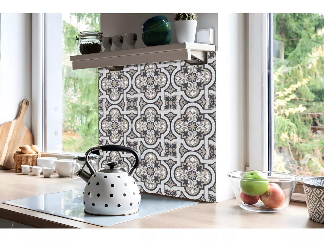 Carreaux autocollants PVC, Carrelage PVC adhésif - 9x30x30 - Décoration de feuilles