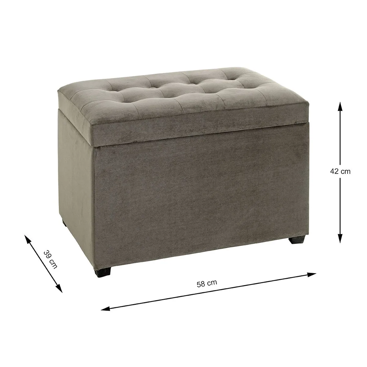 pegane Coffre de rangement - Velours Anthracite-marron