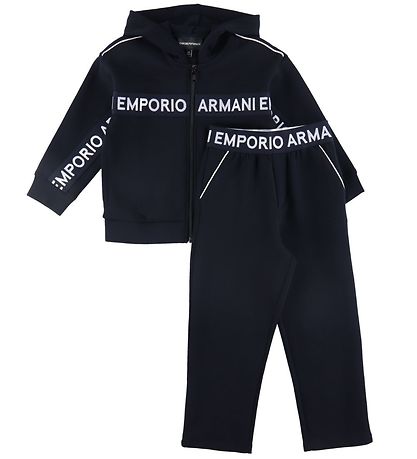 Emporio Armani Cardigan/Hosen - Navy m. Logo-Streifen