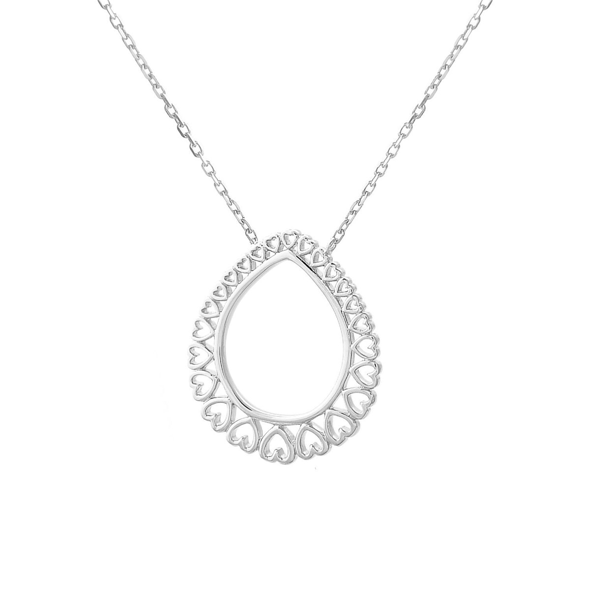 Collier goutte de coeurs Argent 925 Rhodié