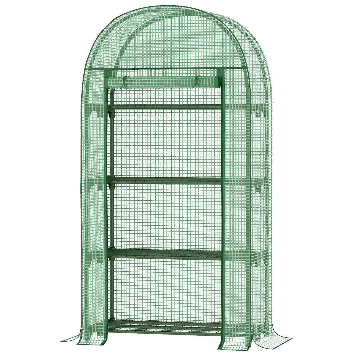Outsunny polytunnelkas, met 4 planken, 80 x 49 x 160 cm, metaal, groen