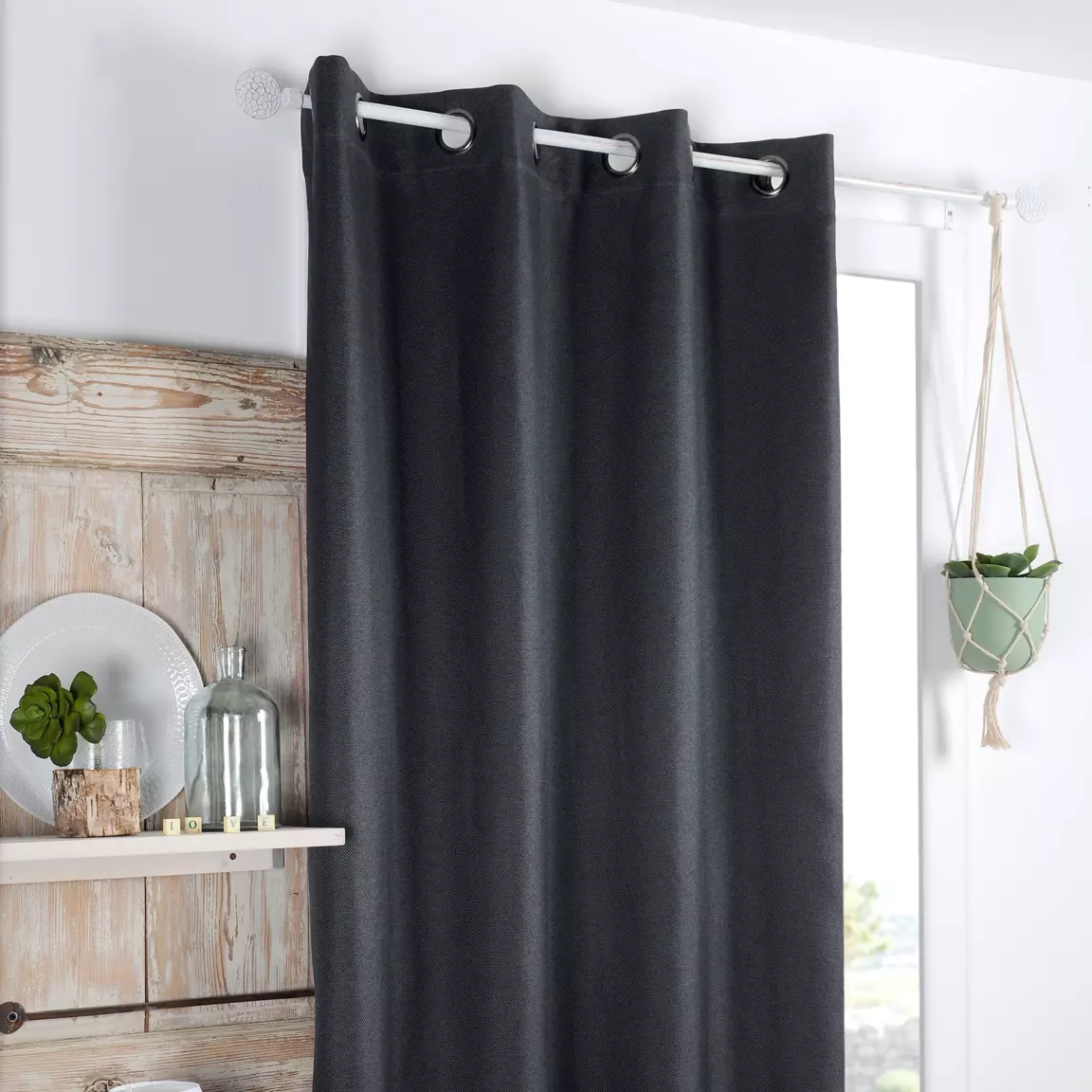 Rideau occultant isolant (140 x 260 cm) Copenhague Gris anthracite