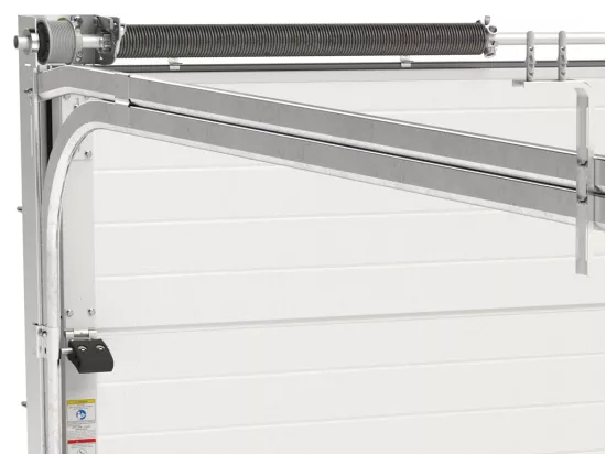Porte de garage sectionnelle effet rainuré gris avec moteur Somfy L254 x H218 cm - NORIA