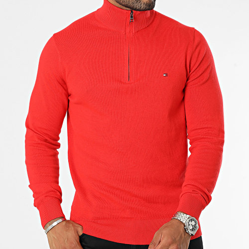 Pull Col Zippé Pima 8049 Rouge