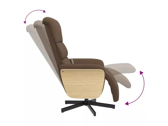 Fauteuil inclinable de massage avec repose-pieds marron tissu