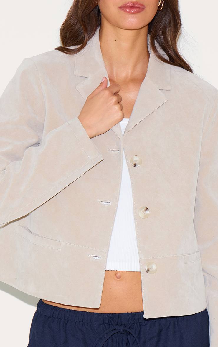 Gris Pierre Blazer Court En Synthétique