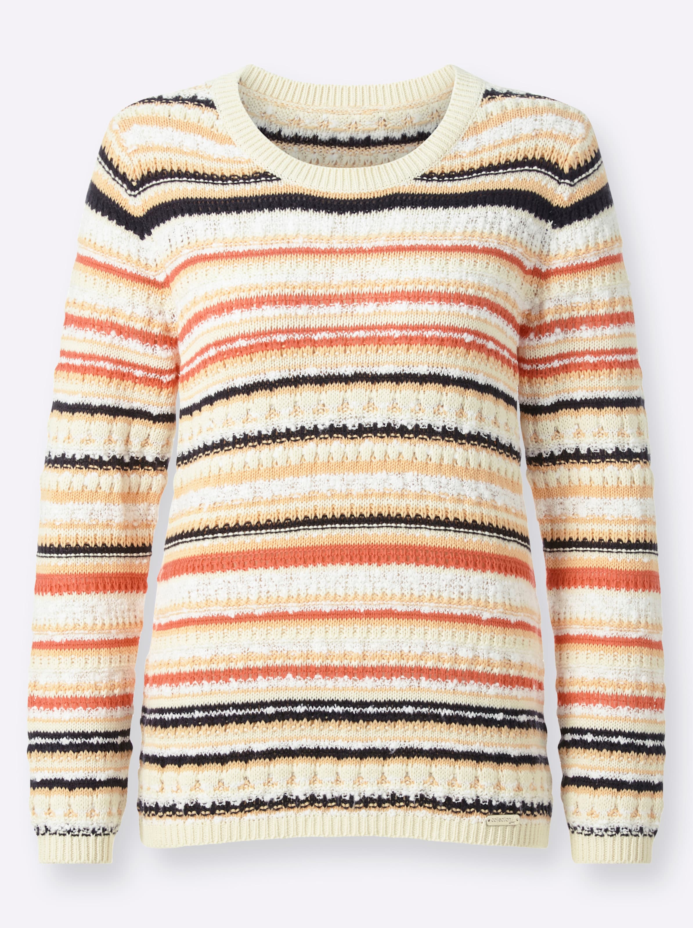 Streifenpullover in grapefruit-weiß-gestreift
