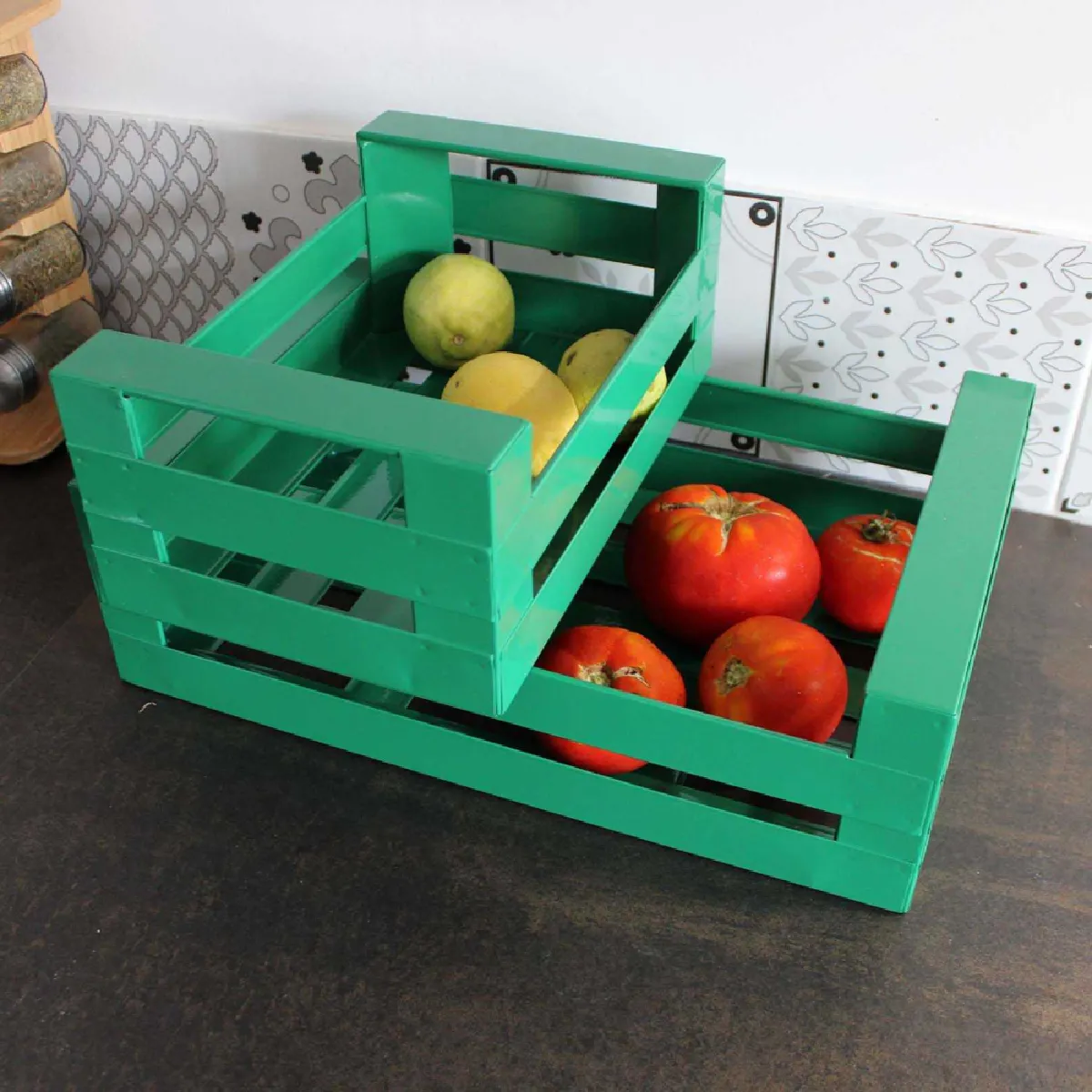 Bazardeluxe Cagettes en métal vert - Lot de 2