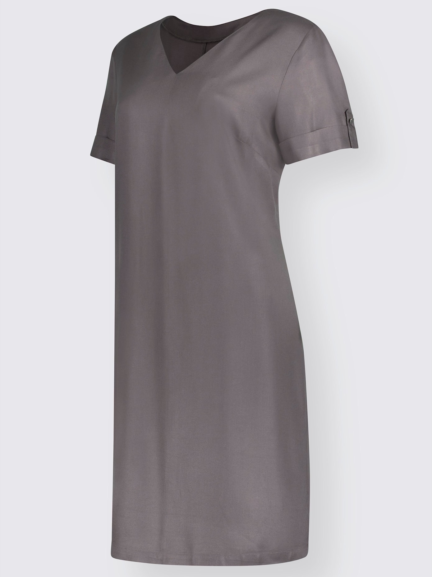 Robe col v manches courtes à revers et brides