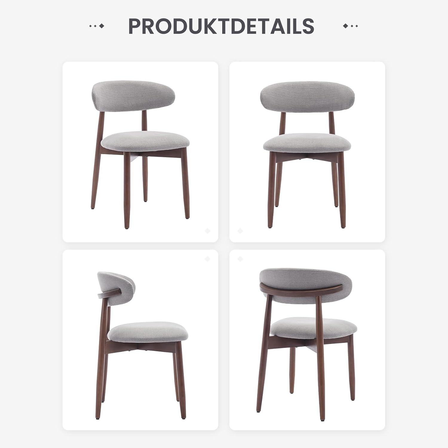 COLAMY Küchenstuhl Esszimmerstühle 4er Set, Moderne Polsterstuhl Essstühle mit Fester Rückenlehne, Stoff Esszimmerstühl mit Holzbein für Esszimmer, Küche, Restaurant, Hellgrau