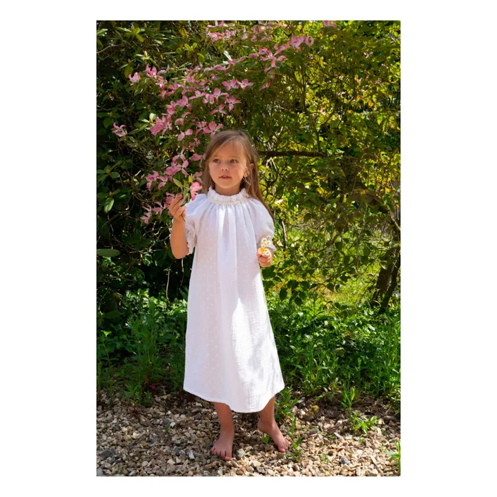 Risu Risu Robe de Nuit Double Gaze de Coton Bio Exquise | Blanc