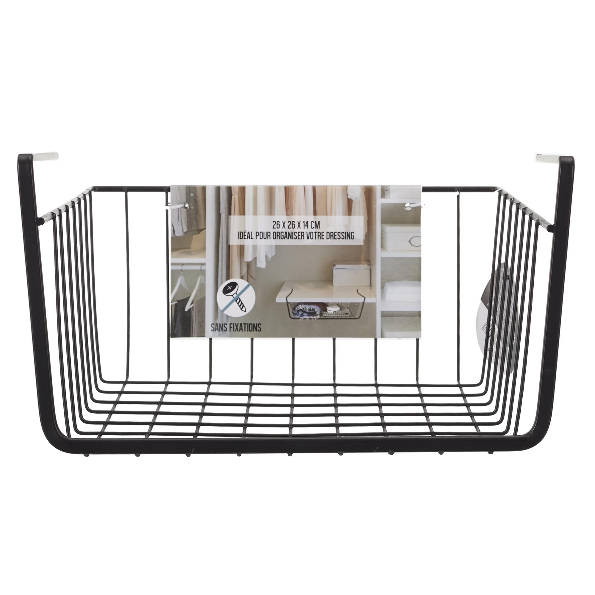 PANIER SUSPENDU METAL FILAIRE NOIR 26X14X26CM