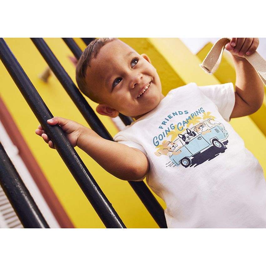 T-shirt manches courtes avec print fantaisie pour bébé garçon - Ecru