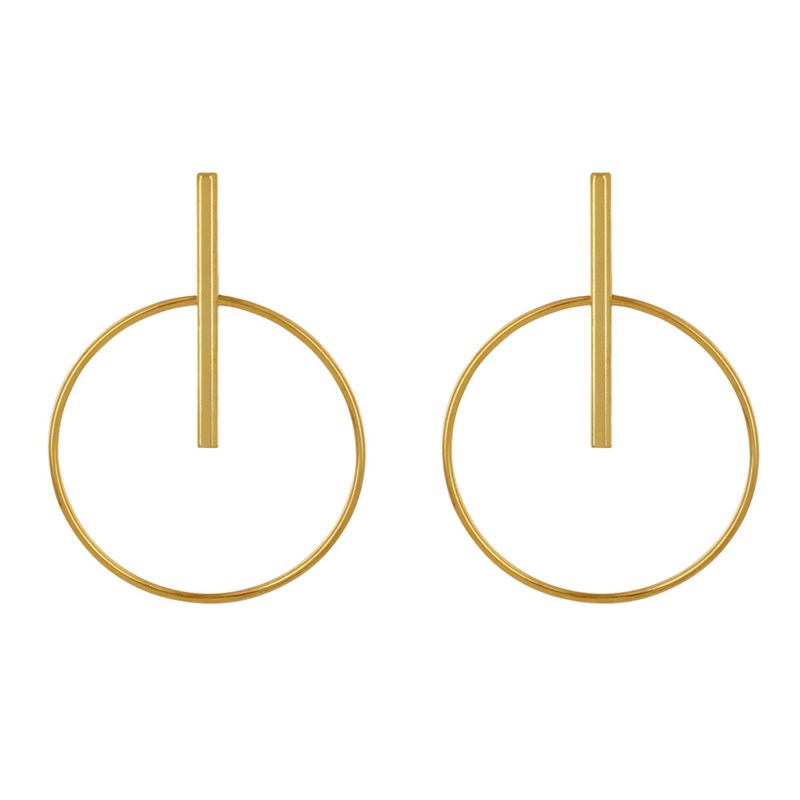 Boucles d'Oreilles Laiton Doré Tige et Anneau