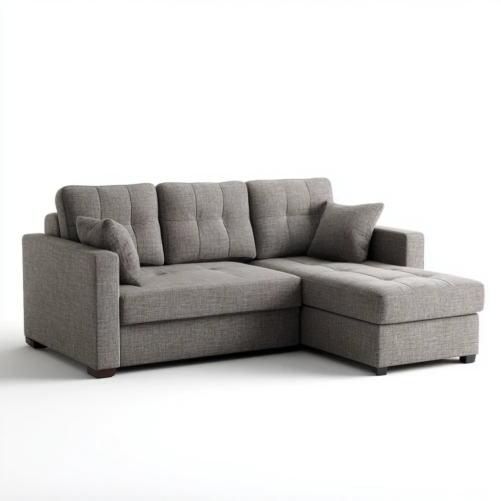 Ecksofa Stoff 250x160x85 cm – Grau – Moderne Dekoration