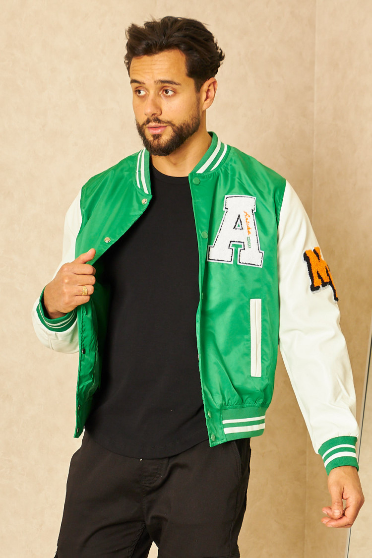Bomber vert à inscriptions 