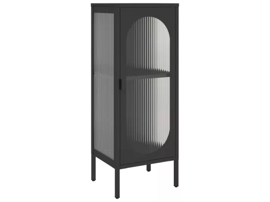 Buffet noir 40x35x105 cm verre et acier