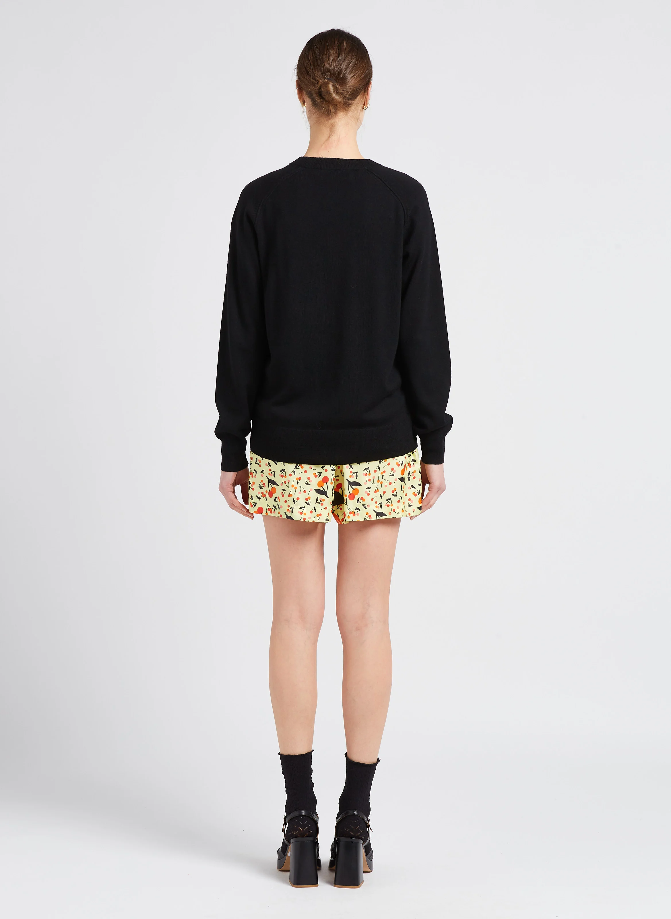 Pull col rond jacquard en laine mérinos | Noir