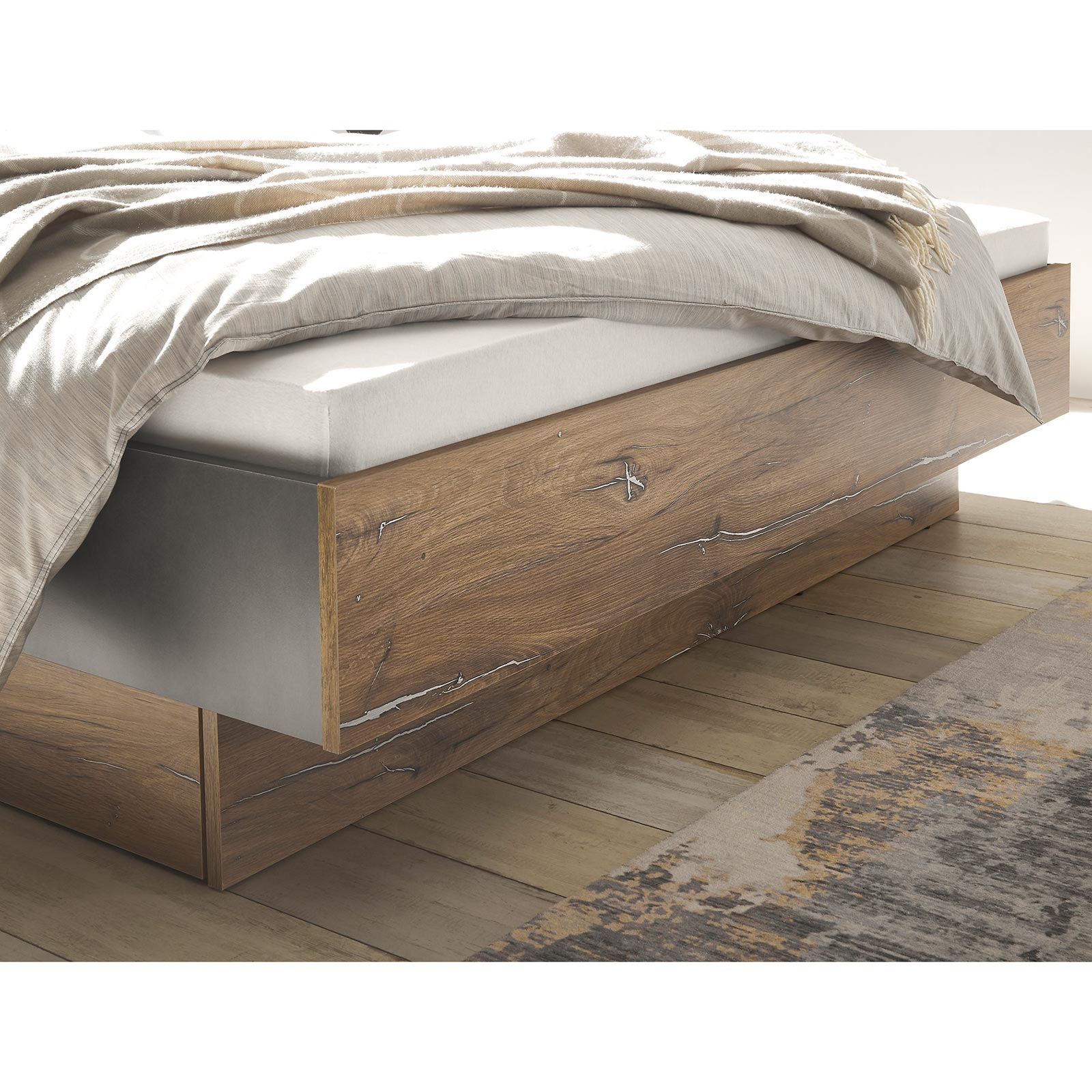 Bettanlage - Flagstaff Eiche dunkel - Matera - mit Nachtkonsolen - 180x200 cm