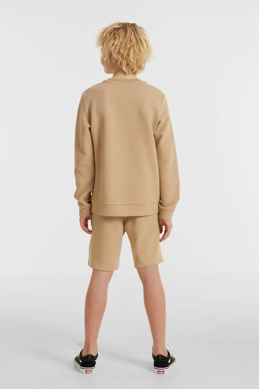 anytime geribde sweater beige