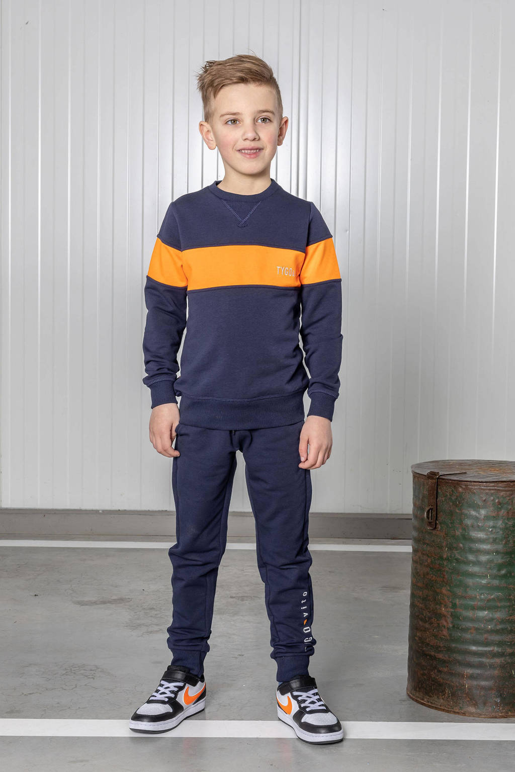 TYGO & vito sweater donkerblauw/oranje