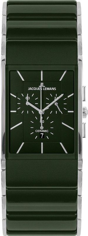 Jacques Lemans - Polshorloge - Zilver - Groen - RVS en Keramiek - Analoge Chronograaf