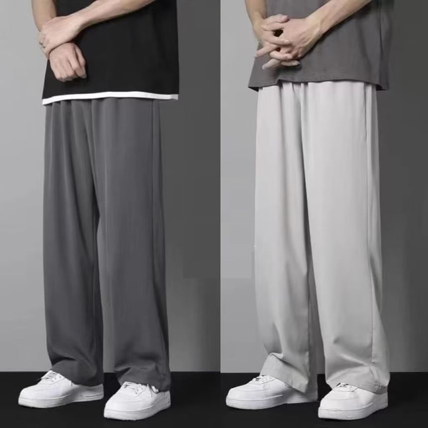 Acrius - Mid Rise Plain Loose Fit Broek / Cropped Harem Broek met Trekkoord Taille