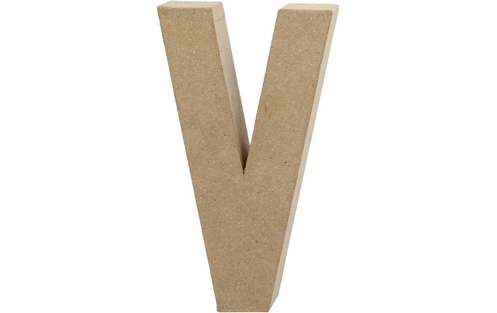 Papp-Buchstabe V 20.5 cmHandgearbeiteter Buchstabe aus Pappmaché
