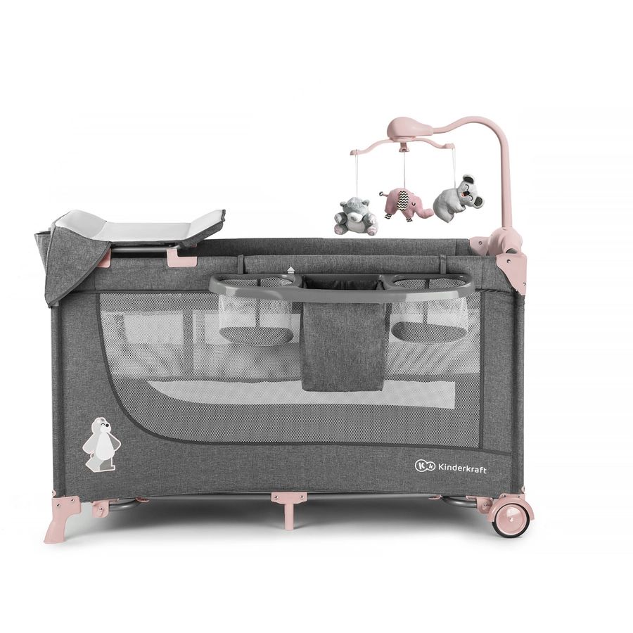 Kinderkraft Reisebett Joy Pink mit Zubehör