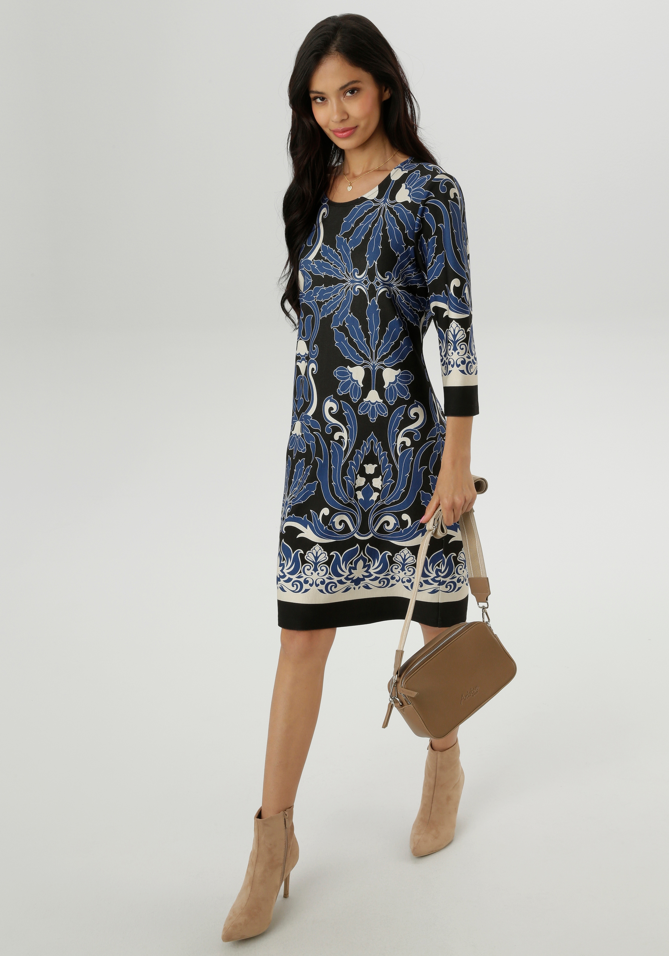 Aniston SELECTED Jerseykleid mit Ornamenten- und Rankendruck Allover - NEUE KOLLEKTION