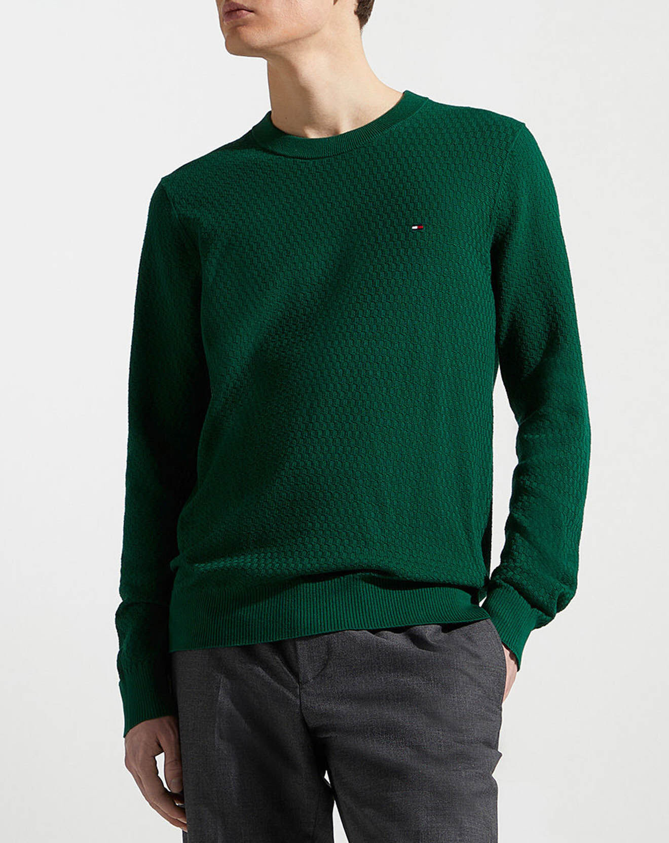 Tommy Hilfiger Pull Cross Structure vert gazon