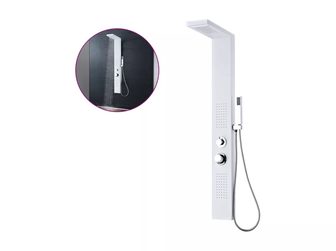 Système panneau douche aluminium aluminium blanche 15 x 47 x 130 cm 02_0003118