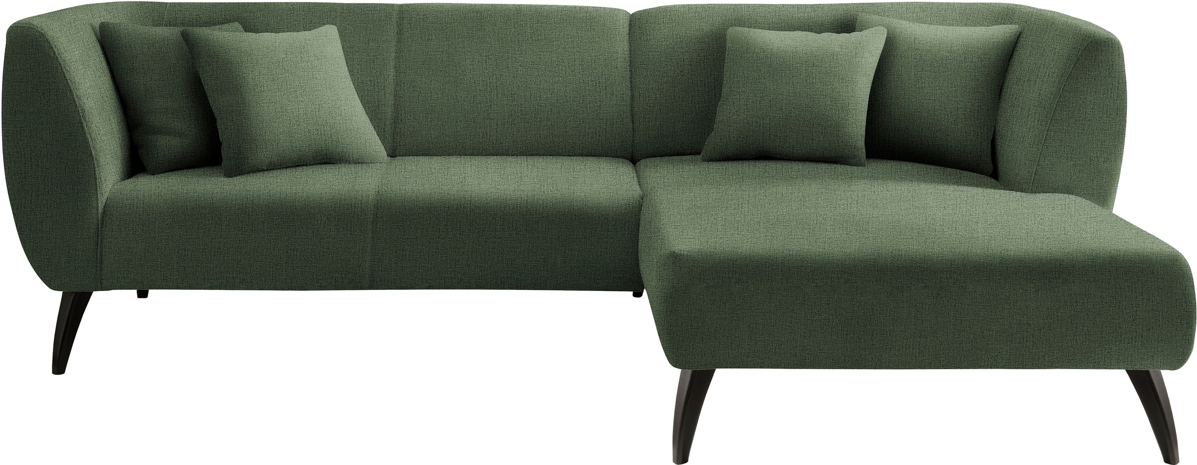 INOSIGN Ecksofa »Colori Polstermöbel mit zeitlos eleganter Rückenführung. L-Form« Holzfussfarbe wählbar, inkl. 4x Zierkissen