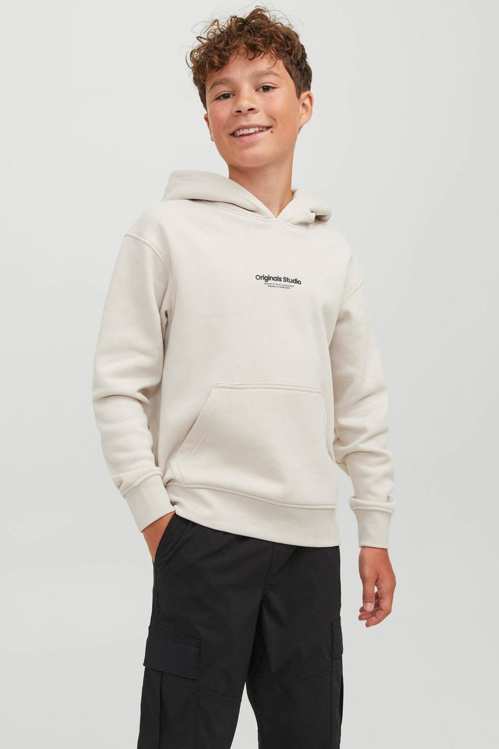 JACK & JONES hoodie JORVESTERBRO met tekst offwhite