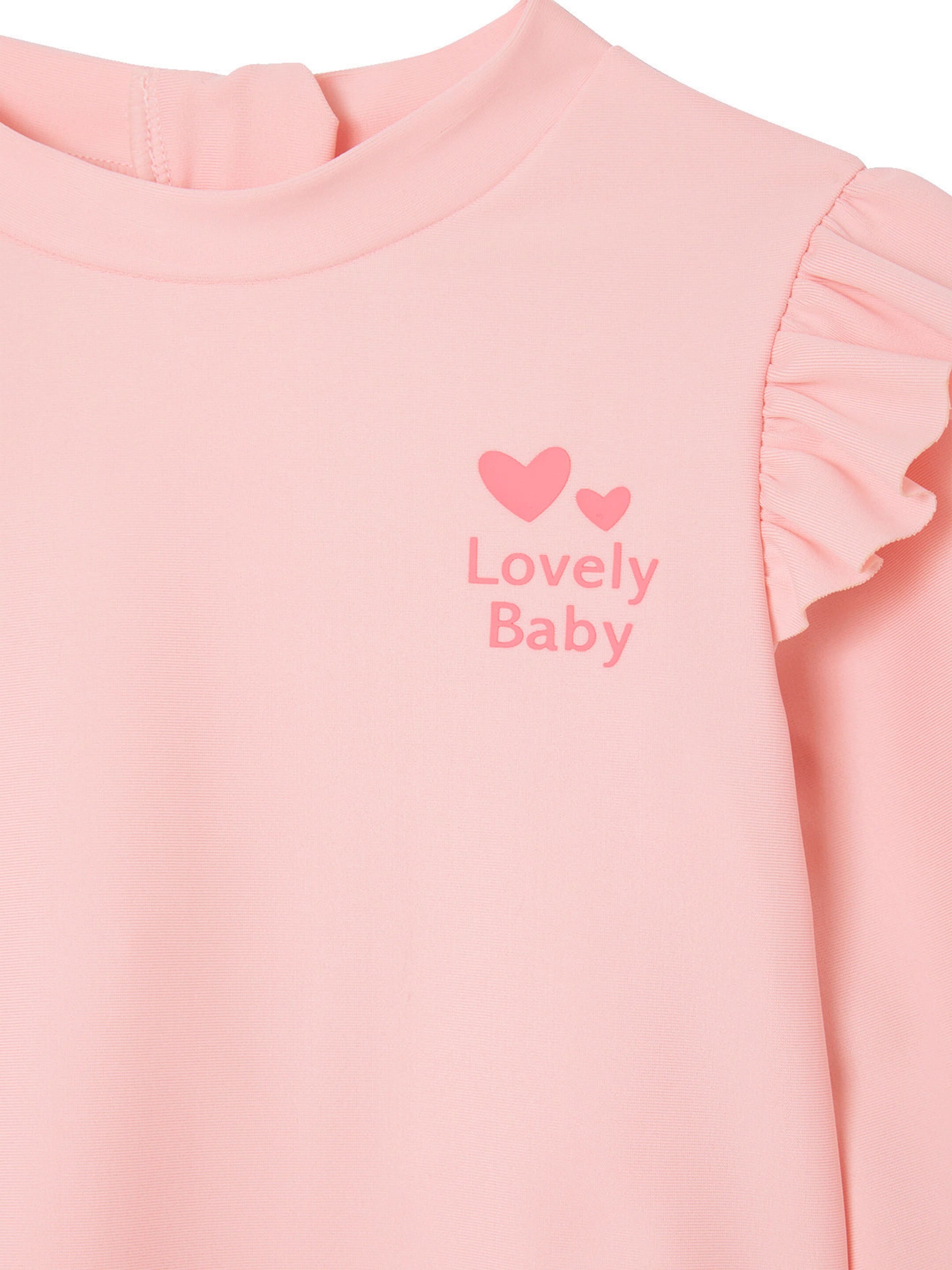 Vertbaudet Langärmeliges Mädchen Baby Badeshirt mit UV-Schutz rosa