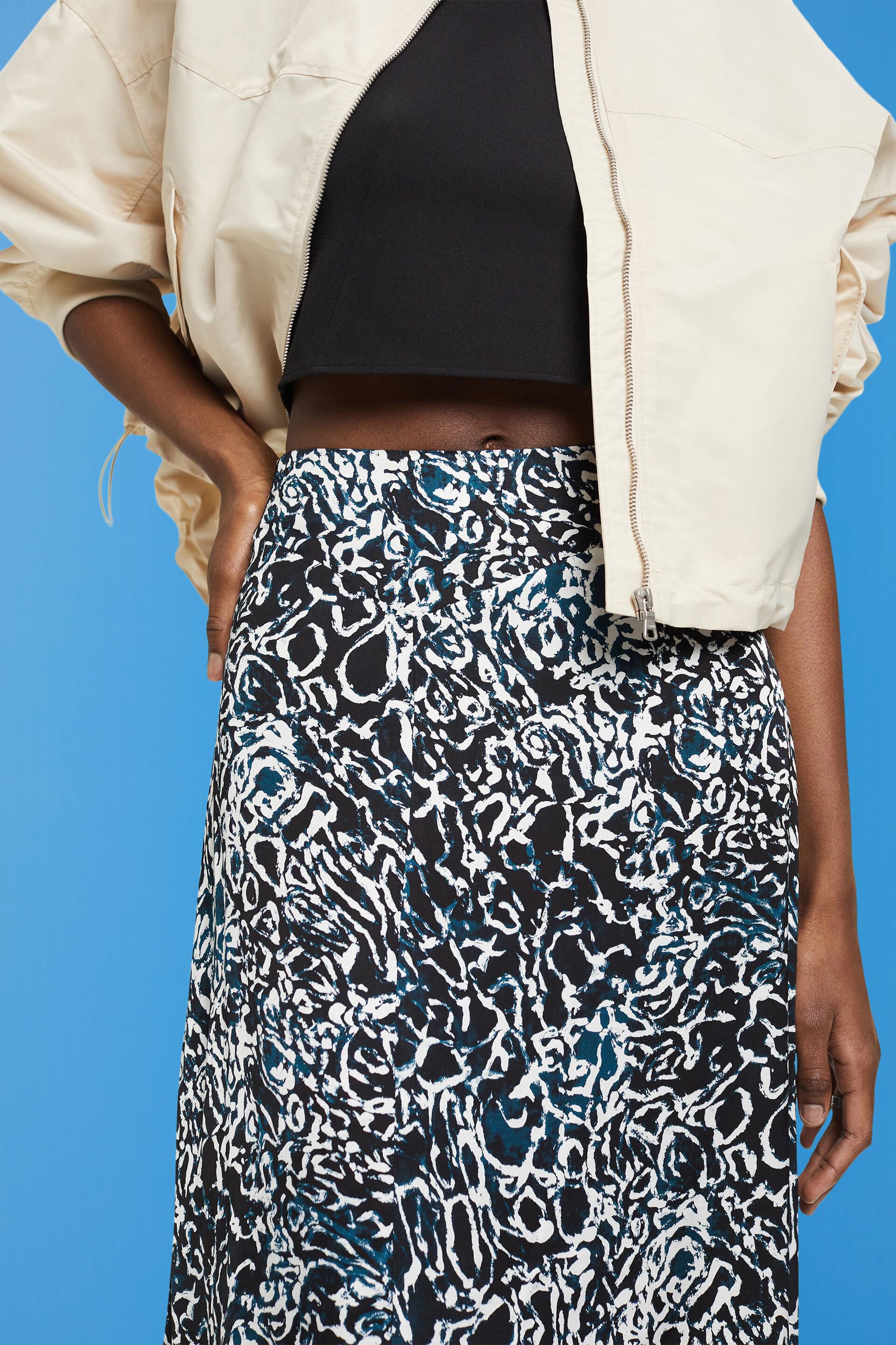 Jupe asymétrique en satin à imprimé all-over