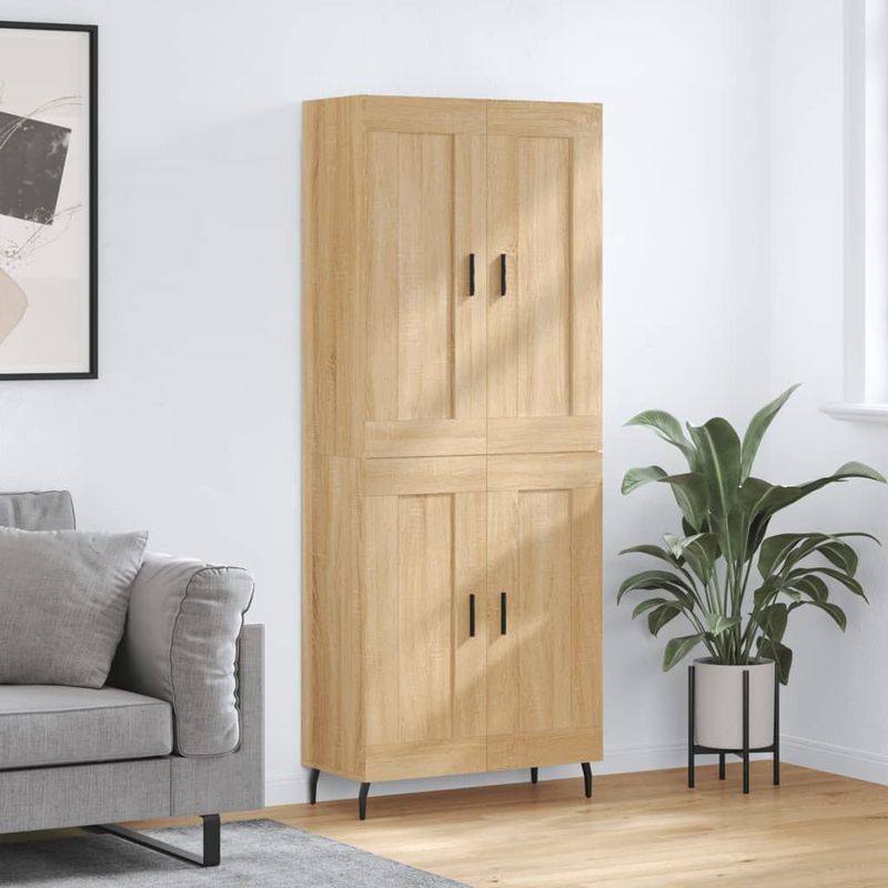 vidaXL - Hoge Kast - Sonoma Eikenkleurig - Bewerkt Hout - 69,5x34x180 cm