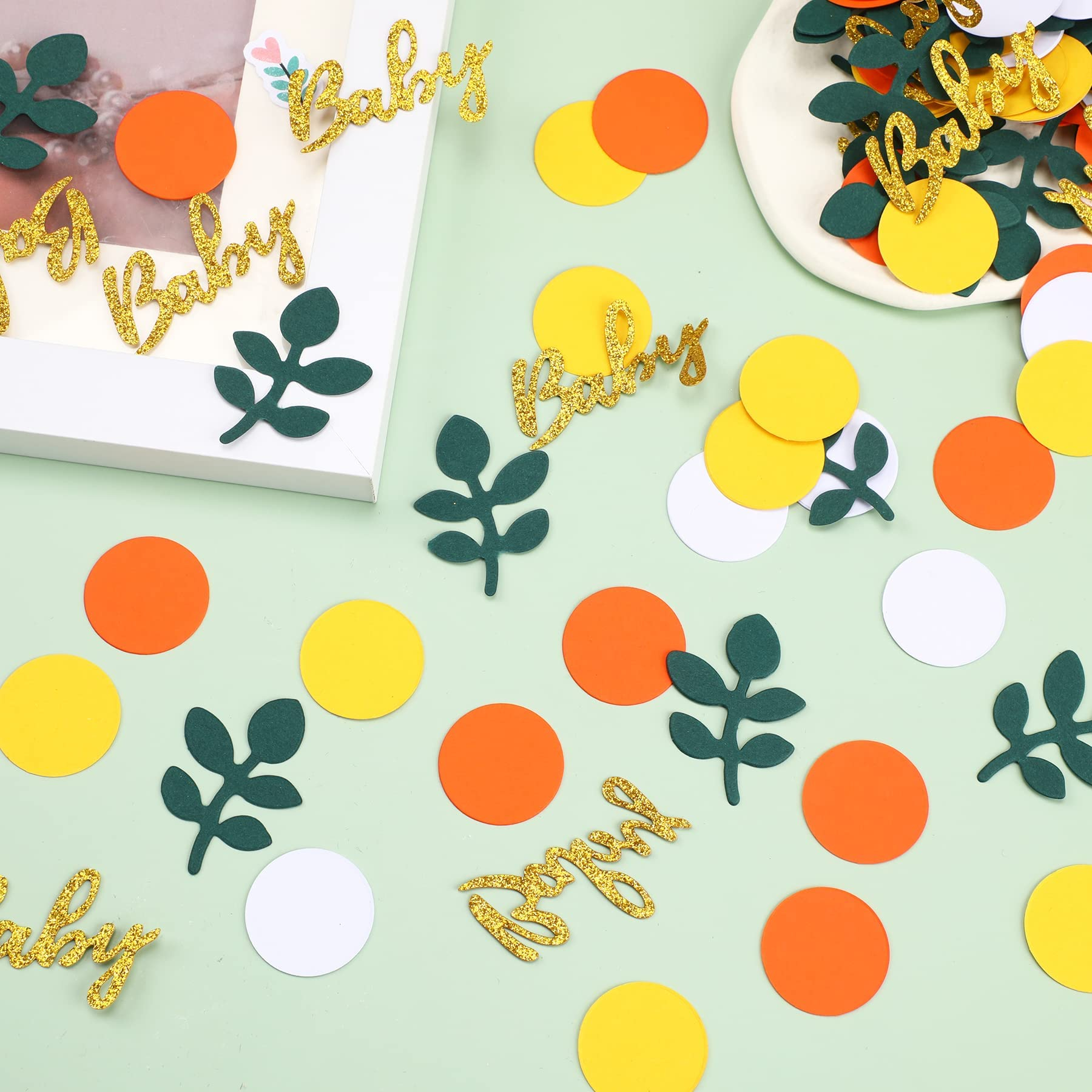(14g) Papier Konfetti Baby Shower Streukonfetti Gender Reveal Party Tischdeko - Gold / Orange / Gelb