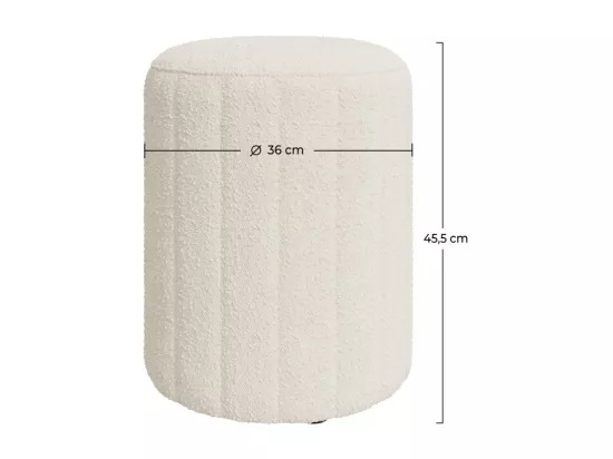 Pouf rond en tissu blanc bouclé - Eva