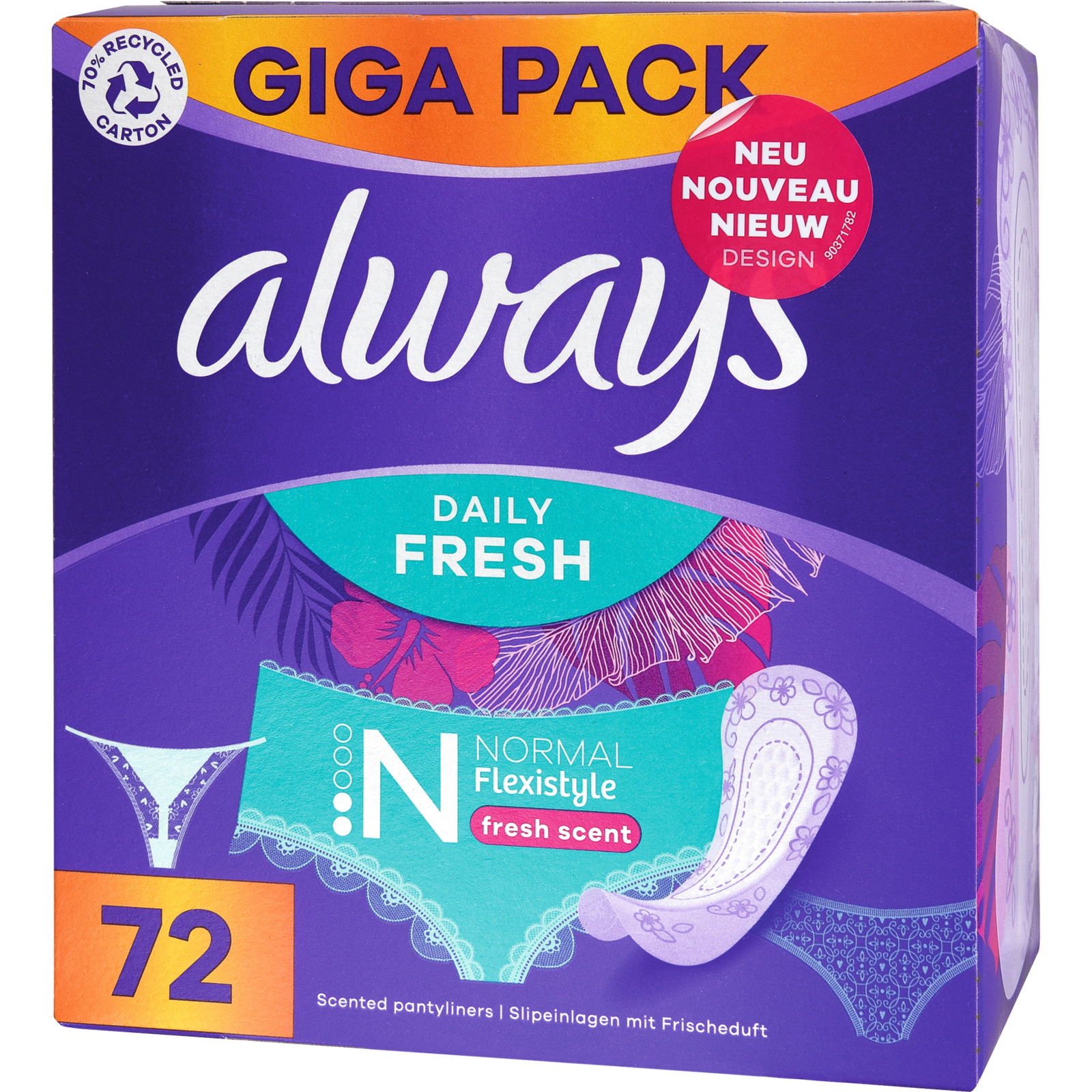 Always Slip Fresh Protect Normal Flexi 72 Stück