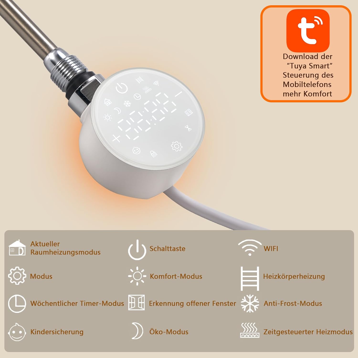 Badheizkörper Elektrisch mit Thermostat 1540x500mm, Weiß Handtuchtrockner Elektrisch Flach Design Handtuchheizkörper Seitenanschluss mit Heizstab Timer Handtuchwärmer 1000W