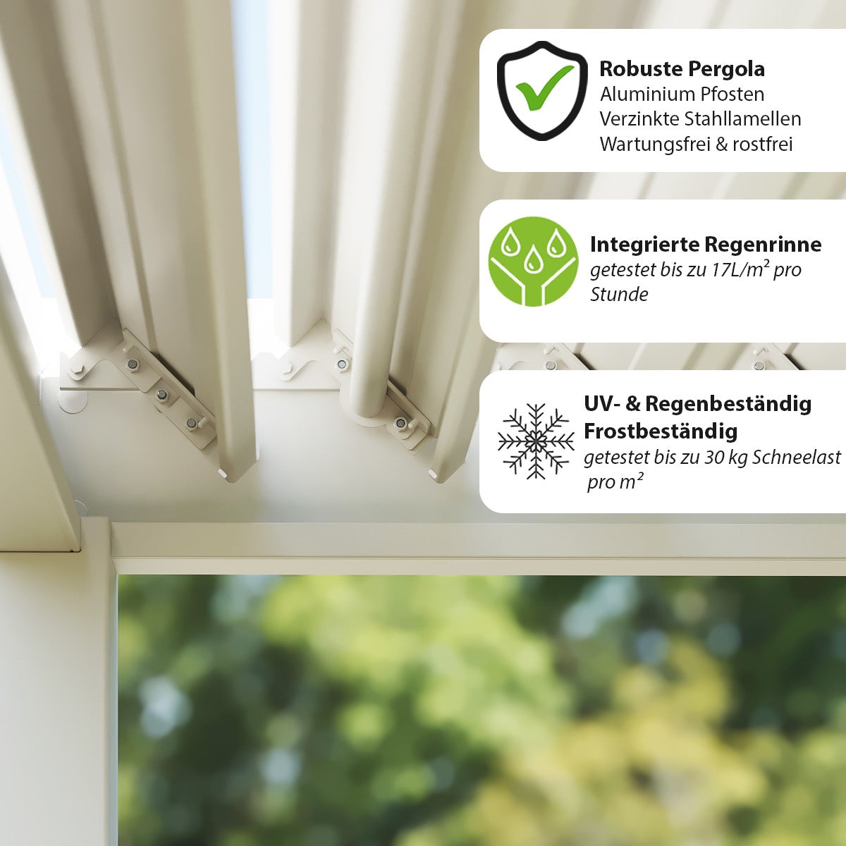 Weide Classic Aluminium-Staal Paviljoen 3 x 3 M Witte Pergola Vrijstaand met Paaldikte 11,6 cm x 11,6 cm