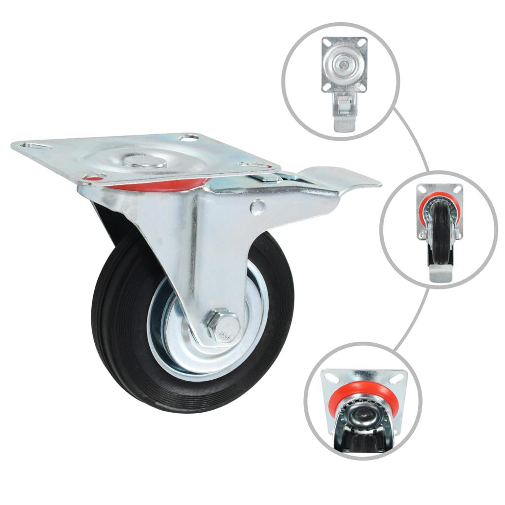 vidaXL Zwenkwielen met dubbele remmen, 4 stuks, 100 mm
