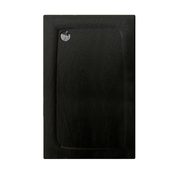 Receveur de douche rectangulaire 90x140cm, noir mat effet pierre, Allibert Mooneo