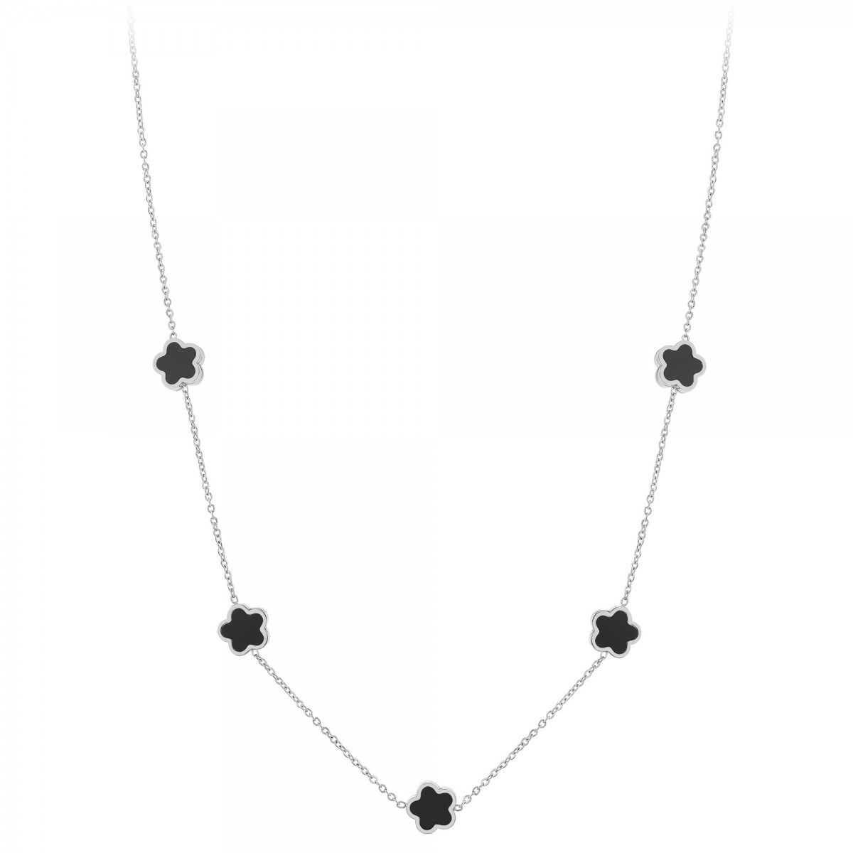 Collier fleurs SC Crystal en acier inoxydable