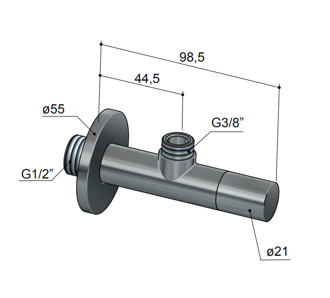 Hotbath Archie hoekstopkraan gunmetal geborsteld PVD