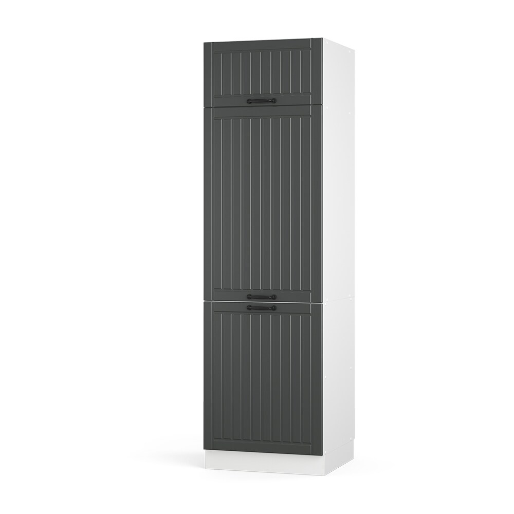 Vicco Kühlumbauschrank Küchenschrank Küchenmöbel Fame-Line Landhaus Weiß Anthrazit 60 cm modern